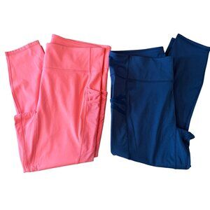 Fabletics motion 365 leggings size 2X blue pink athletic workout stretch